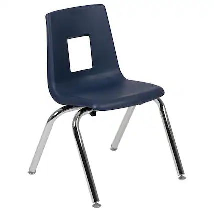 Front. Emma + Oliver - Student Stack School Chair - 14-inch - Navy.