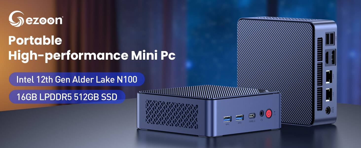 Gezoon Portable High-performance Mini Pc  
Intel 12th Gen Alder Lake N100  
16GB LPDDR5 512GB SSD  
1 TYPE-C