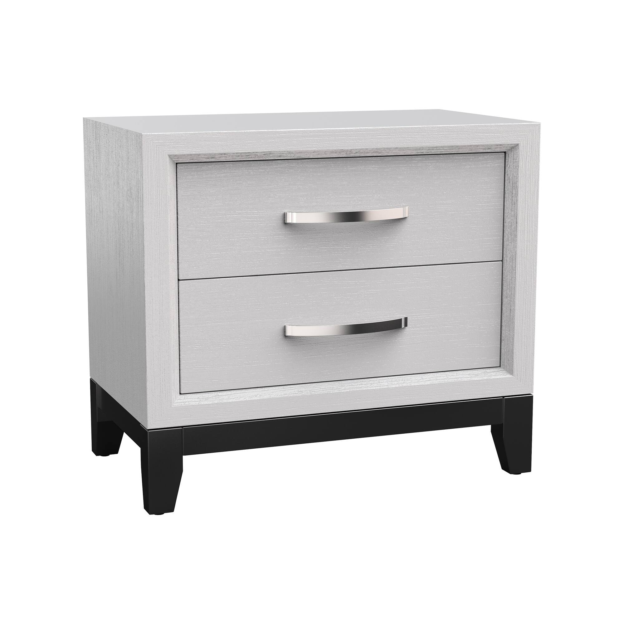 Back. Vaczon - Modern Nightstand with Two-Tone Design and Wooden Legs, Bedroom Side Table - White.