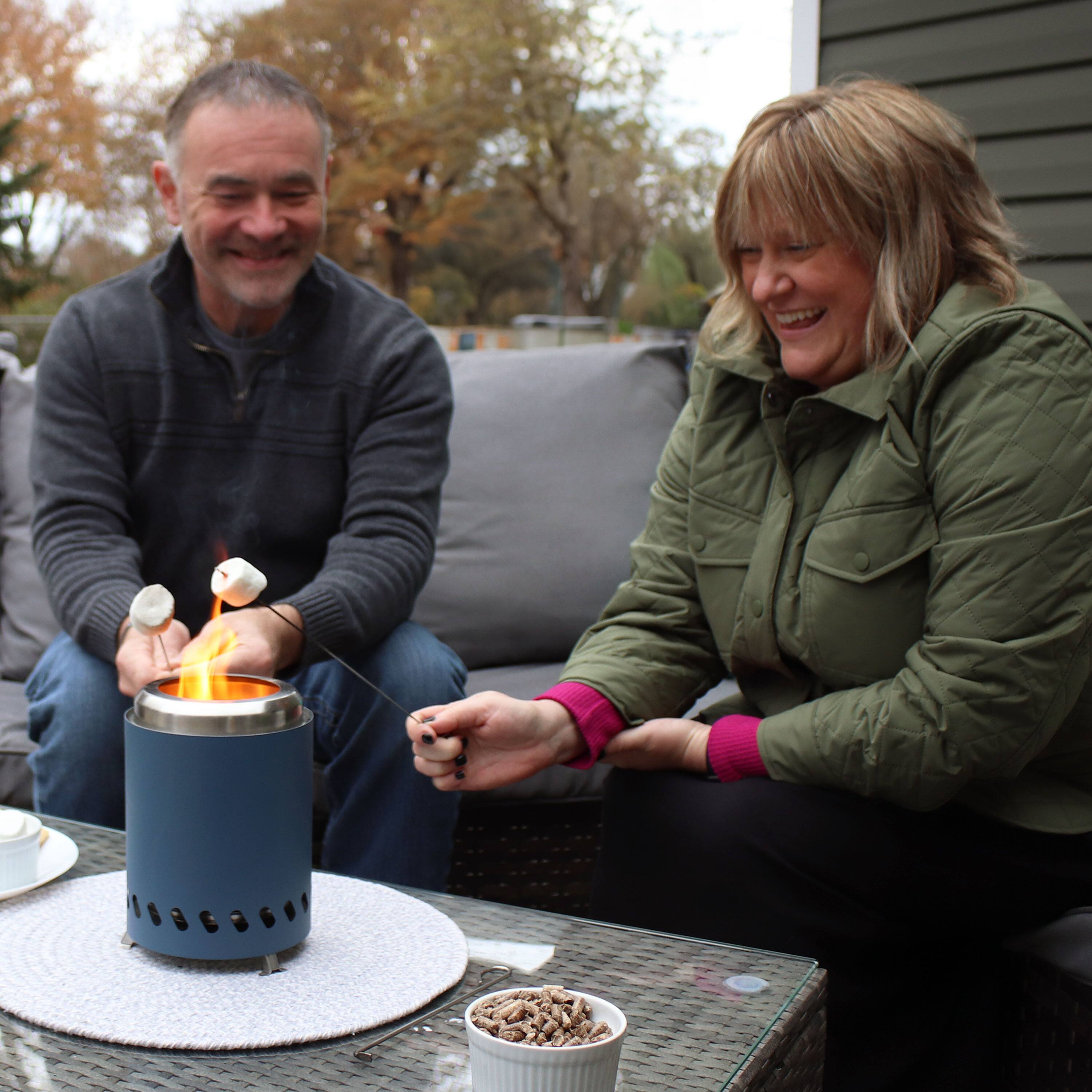 Alt View 4. Sunnydaze - Tabletop Smokeless Fire Pit with Bag and Poker - 5.5 in - Blue.