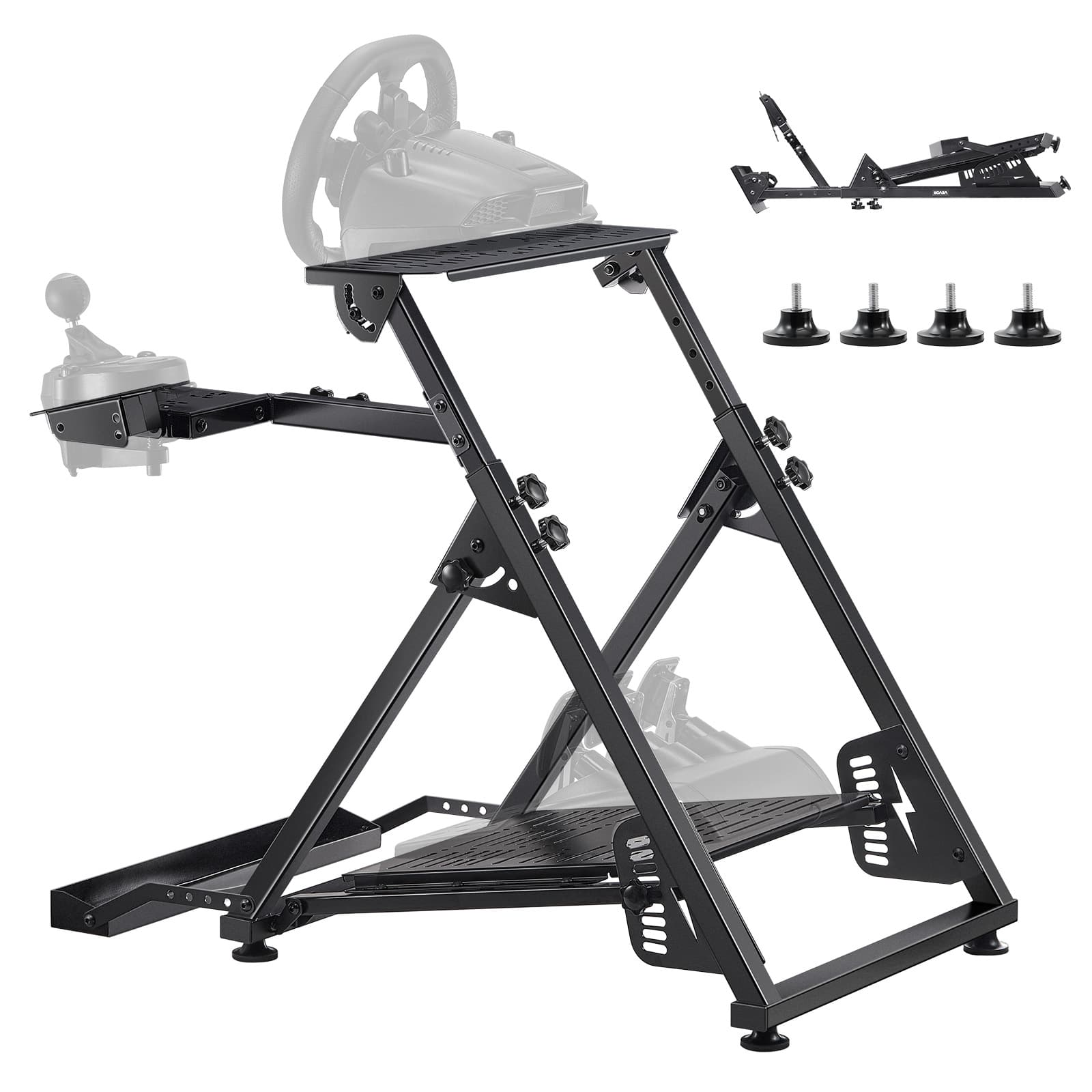 VEVOR - Racing Wheel Stand, Adjustable & Foldable Simulator Stand for Logitech G923 G920 G29 G27, Thrustmaster T300RS TX F458 - Black
