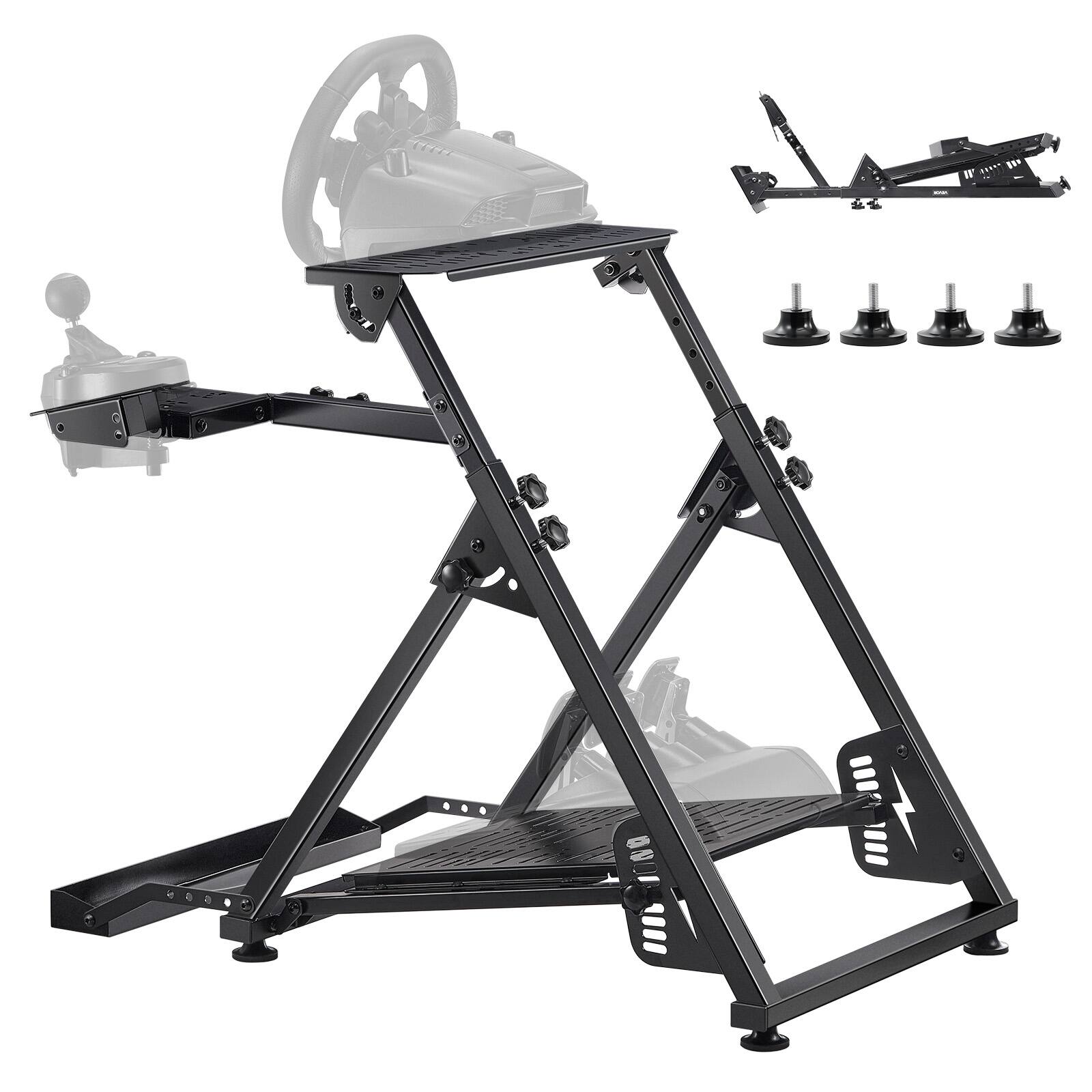 Front. VEVOR - Racing Wheel Stand, Adjustable & Foldable Simulator Stand for Logitech G923 G920 G29 G27, Thrustmaster T300RS TX F458 - black.