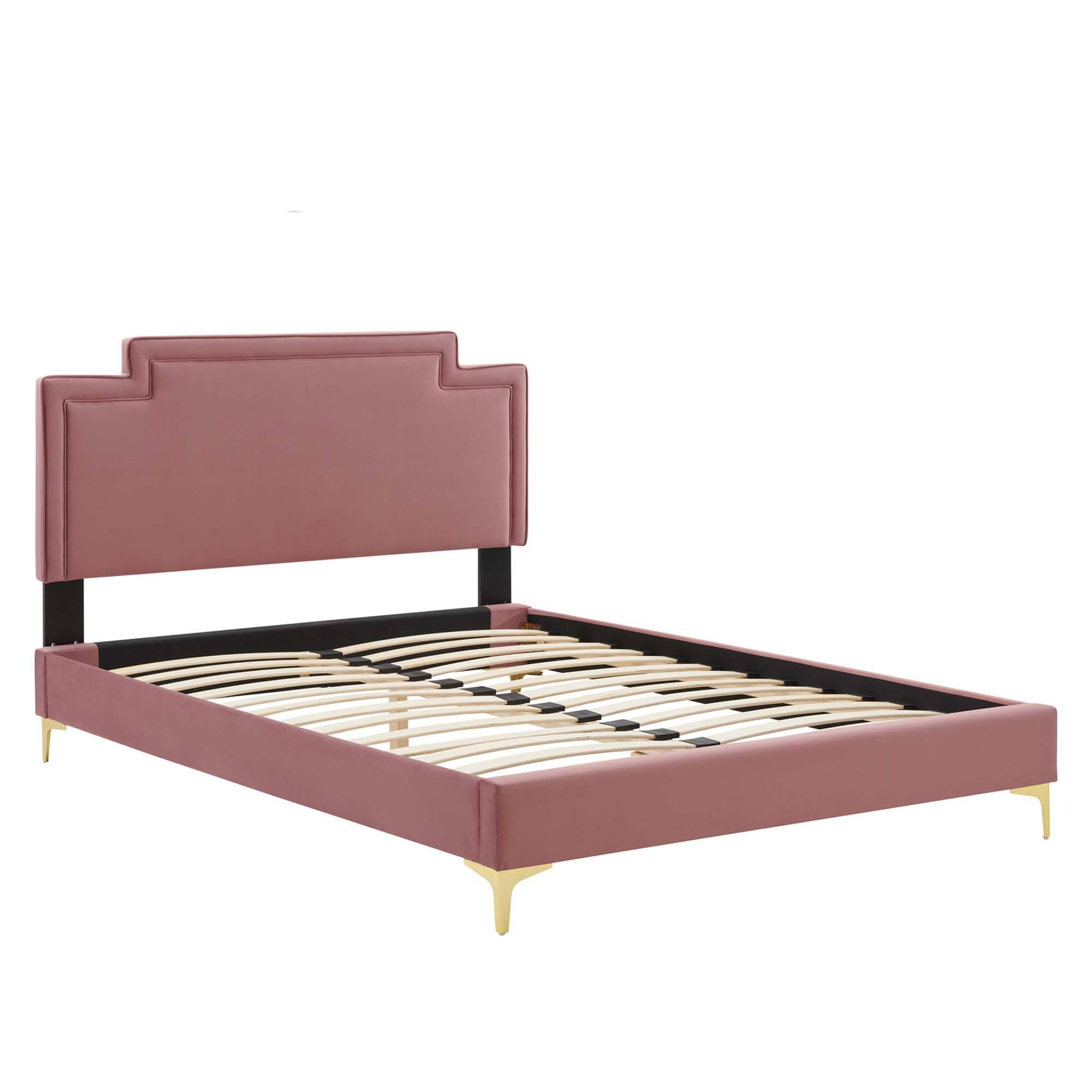 Alt View 2. Modway - Sienna Performance Velvet Queen Platform Bed - Red.