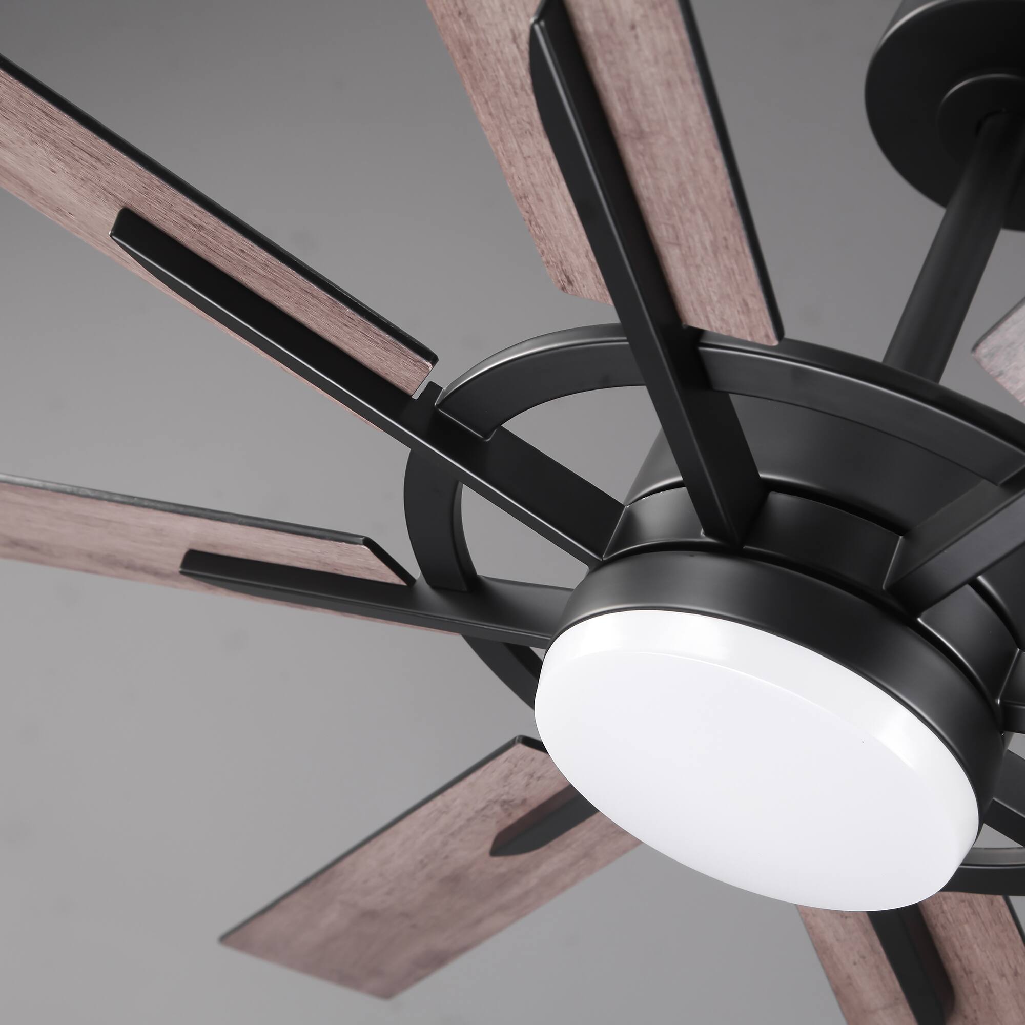 Alt View 4. Vaczon - 72" Matte Black Large Ceiling Fan with LED Light & Reversible Blades - Black.