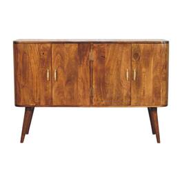 Artisan Furniture - Solid Wood Linden Sideboard, 4 Doors - Dark Brown