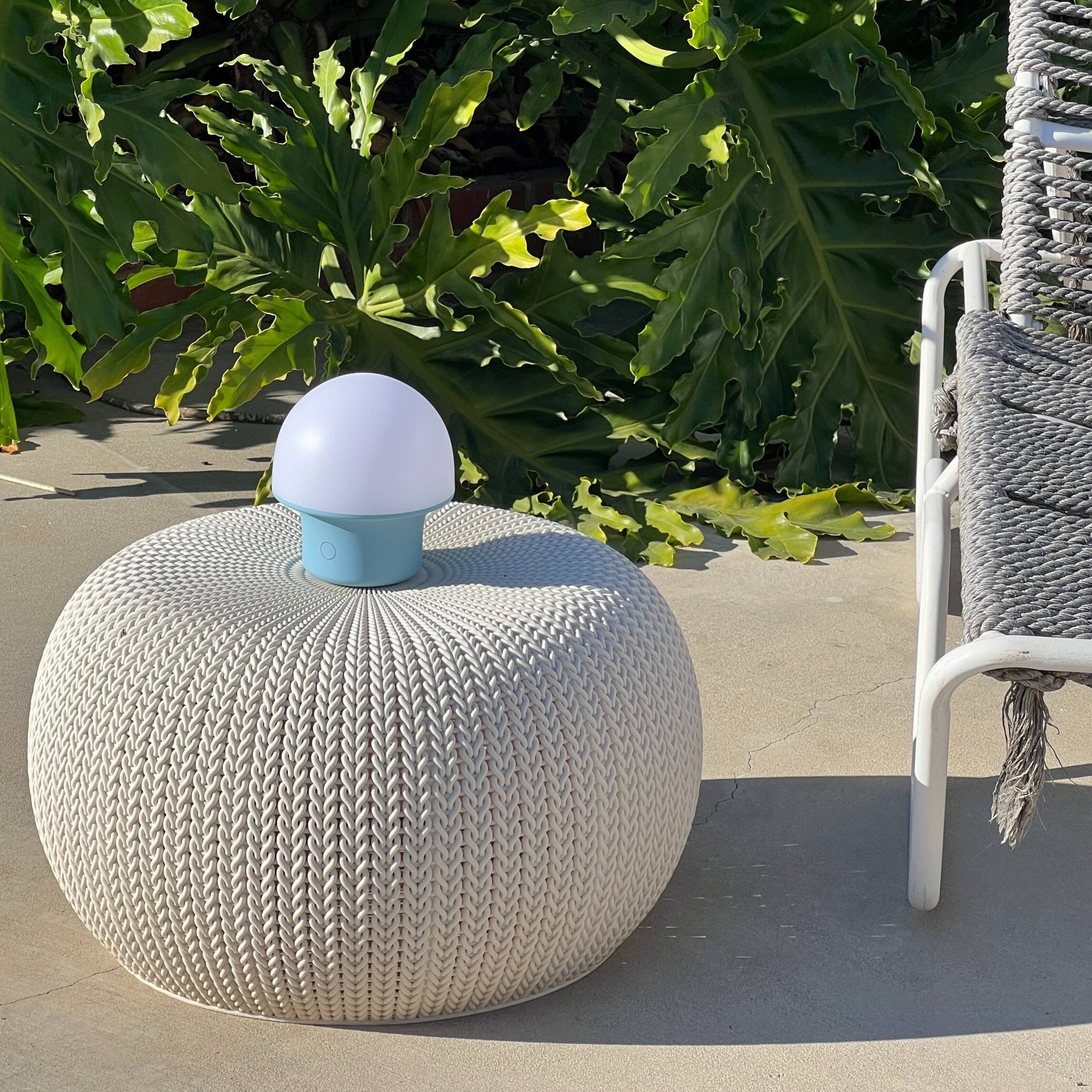 Alt View 2. Brightech - Portobello LED Modern Industrial Round Dome Dimmable Cordless Portable Indoor Outdoor Rechargeable Camping Desk Lamp - Matte Blue.