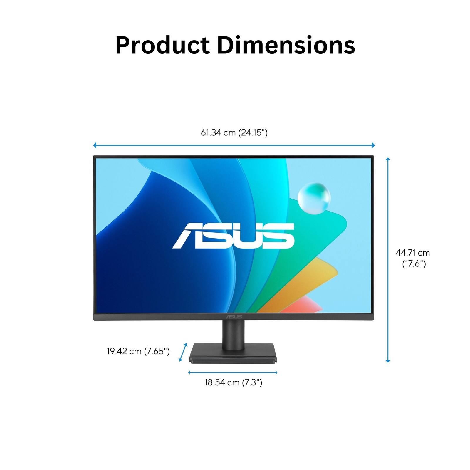 Product Dimensions:  
61.34 cm (24.15")  
44.71 cm (17.6")  
19.42 cm (7.65")  
18.54 cm (7.3")