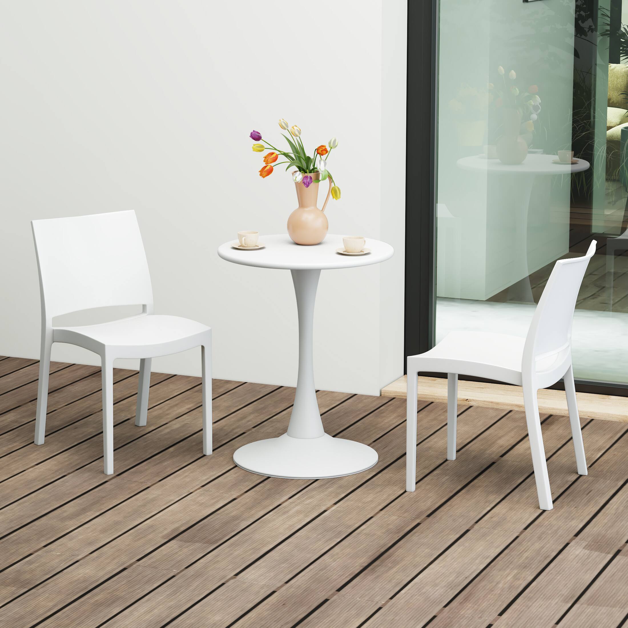 Angle. WestinTrends - WestinTrends Playa Modern Polypropylene Stackable Plastic Patio Dining Chair (Set of 2) - White.
