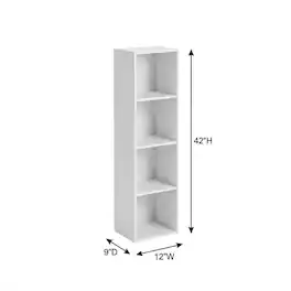 FurniFact - Wooden 4-Tier Open Shelf Closet Organizer for Multipurpose Storage - White