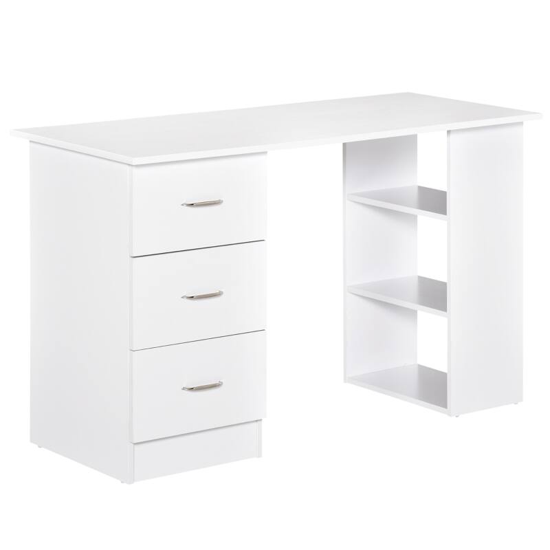 Alt View 1. Anysun - 47" Modern Computer Desk with Bookcase, 3 Drawers & Storage Shelves, Space-Saving Workstation for Home Office - White.