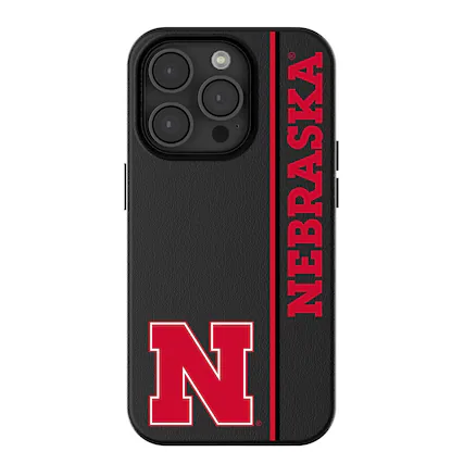 Front. Keyscaper - Nebraska Huskers iPhone Magnetic Bump Case - 16 Pro Max - Black.