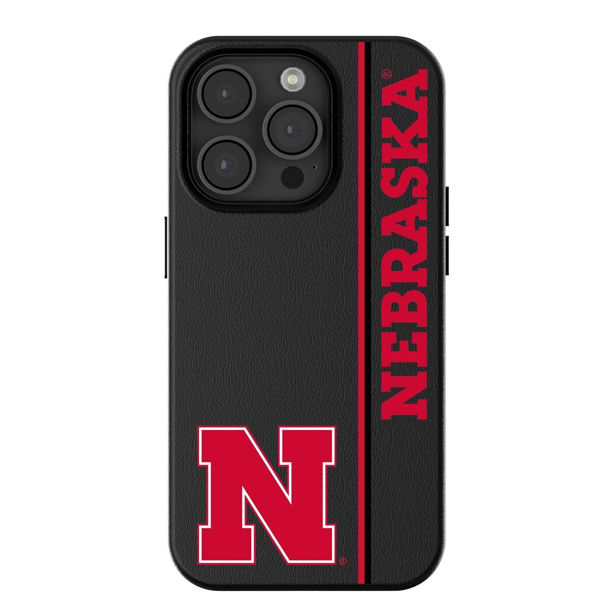 Front. Keyscaper - Nebraska Huskers iPhone Magnetic Bump Case - 16 Pro Max - Black.