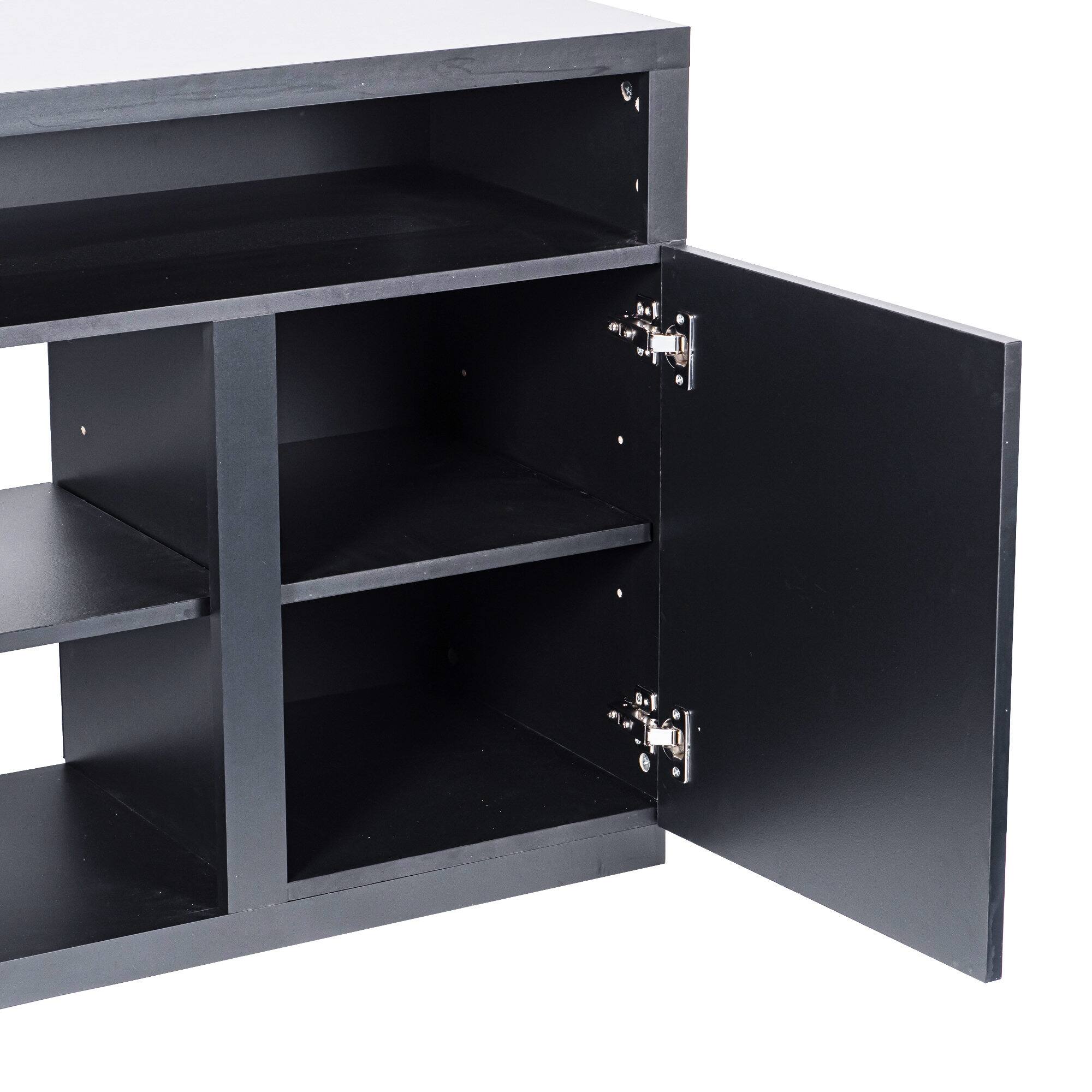Alt View 8. Ihomeadore - 68" White LED TV Stand Media Console with Adjustable Open Shelves for TVs up to 78" - White.