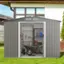 Alt View 4. Costway - 8'x6' Outdoor Storage Shed Galvanized Steel Tool House Organizer for Garden Yard - Light Grey.