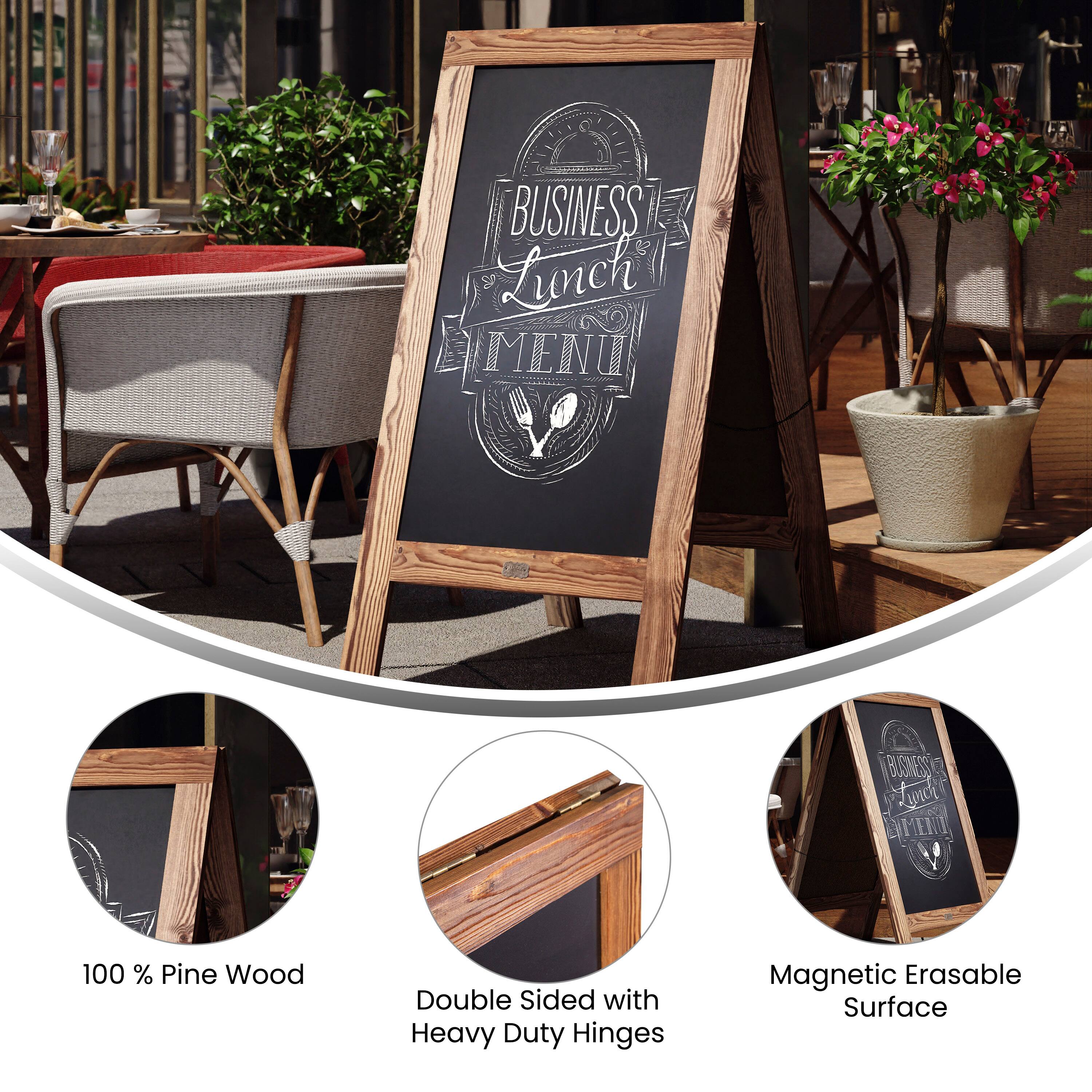 C L E BUSINESS Lunch MENU  
BUSINESS LUNCH MENU  
100% Pine Wood  
Double Sided with Heavy Duty Hinges  
Magnetic Erasable Surface