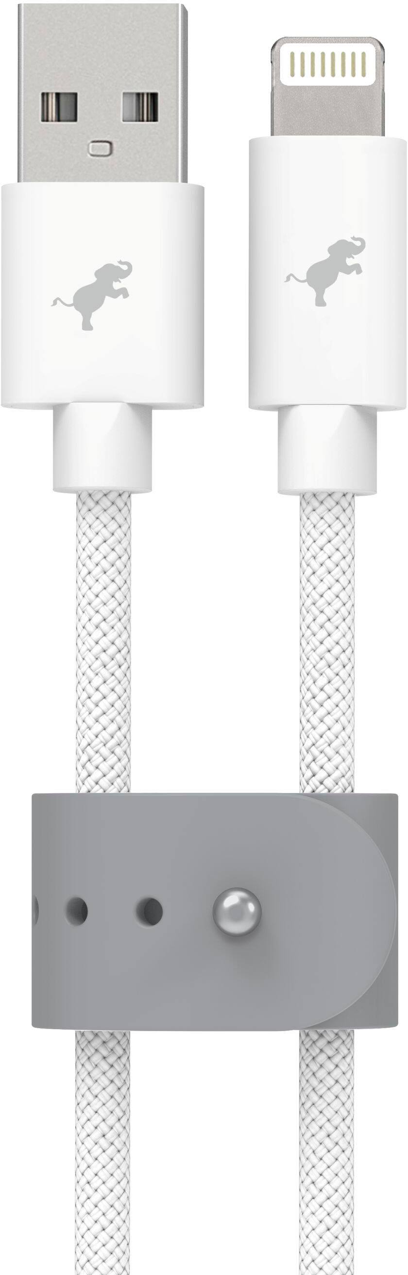 Angle. Nimble - Powerknit USB-A to Lightning Cable 1M/3.3FT MFi Certified for iPhone 14–6, iPad & AirPods, Durable Charging Cord - White.