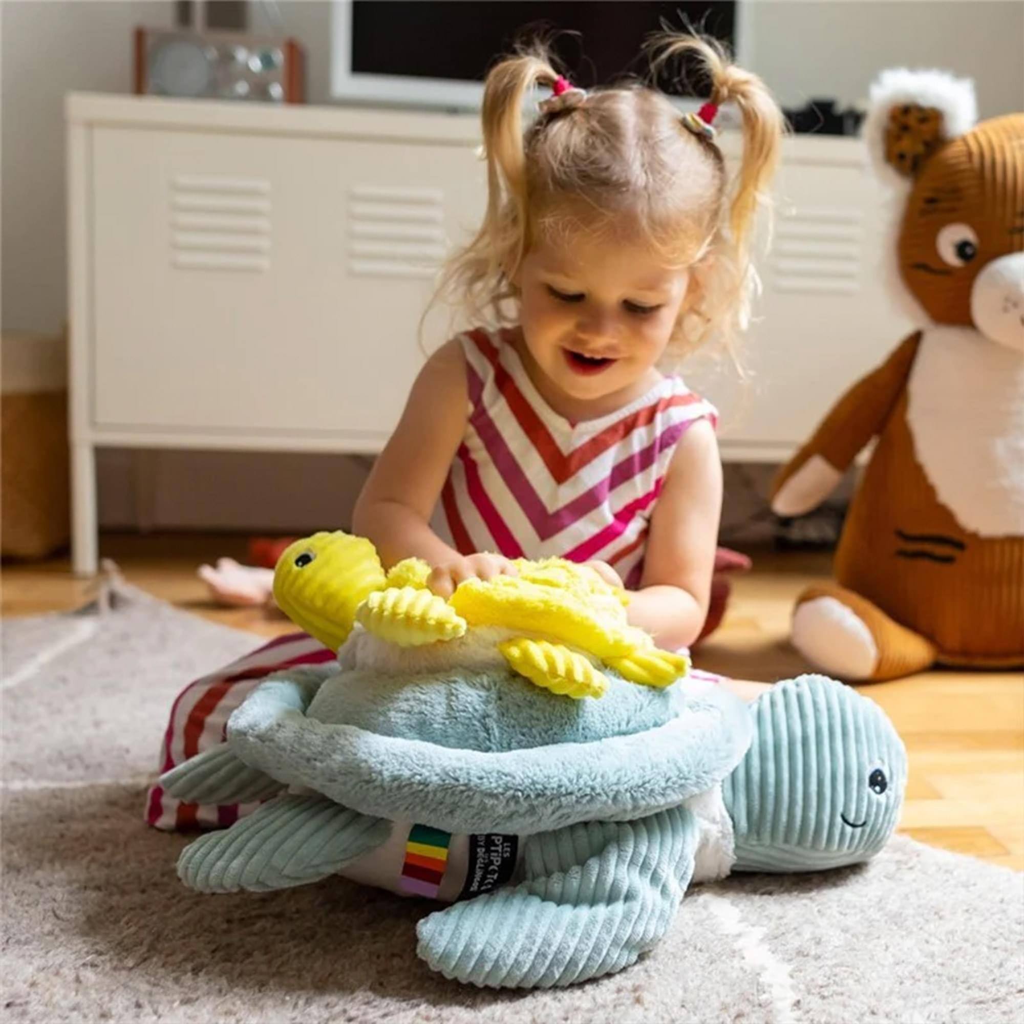 Alt View 4. TriAction Toys - Les Deglingos Large Plush Animal | Mint Turtle.