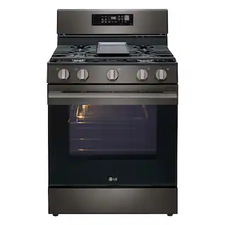 LG - 6.3 Cu. Ft. Freestanding Gas True Convection Smart Range with EasyClean, Air Fry and Premium Handle - Black Stainless Steel