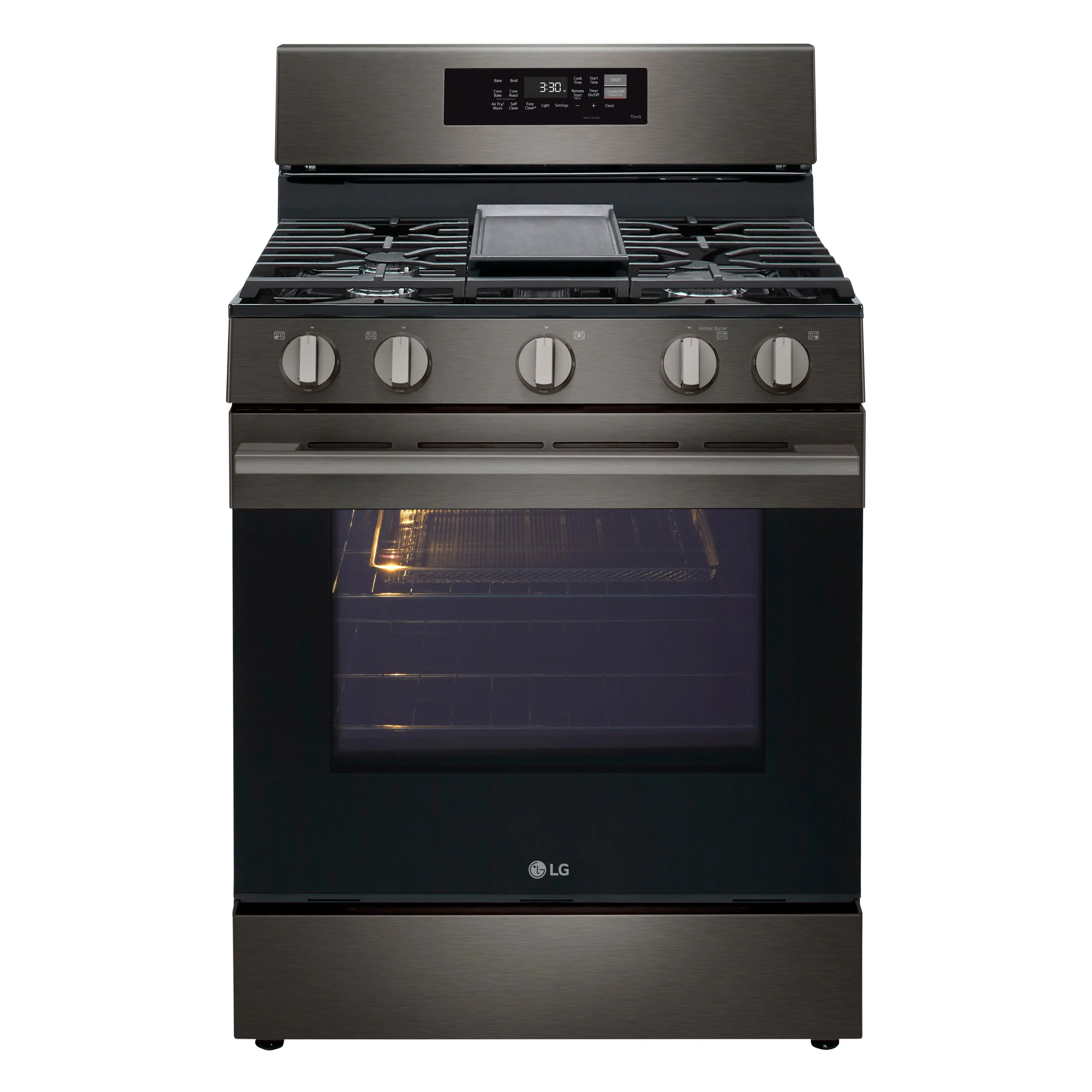 LG - 6.3 Cu. Ft. Freestanding Gas True Convection Smart Range with EasyClean, Air Fry and Premium Handle - Black Stainless Steel