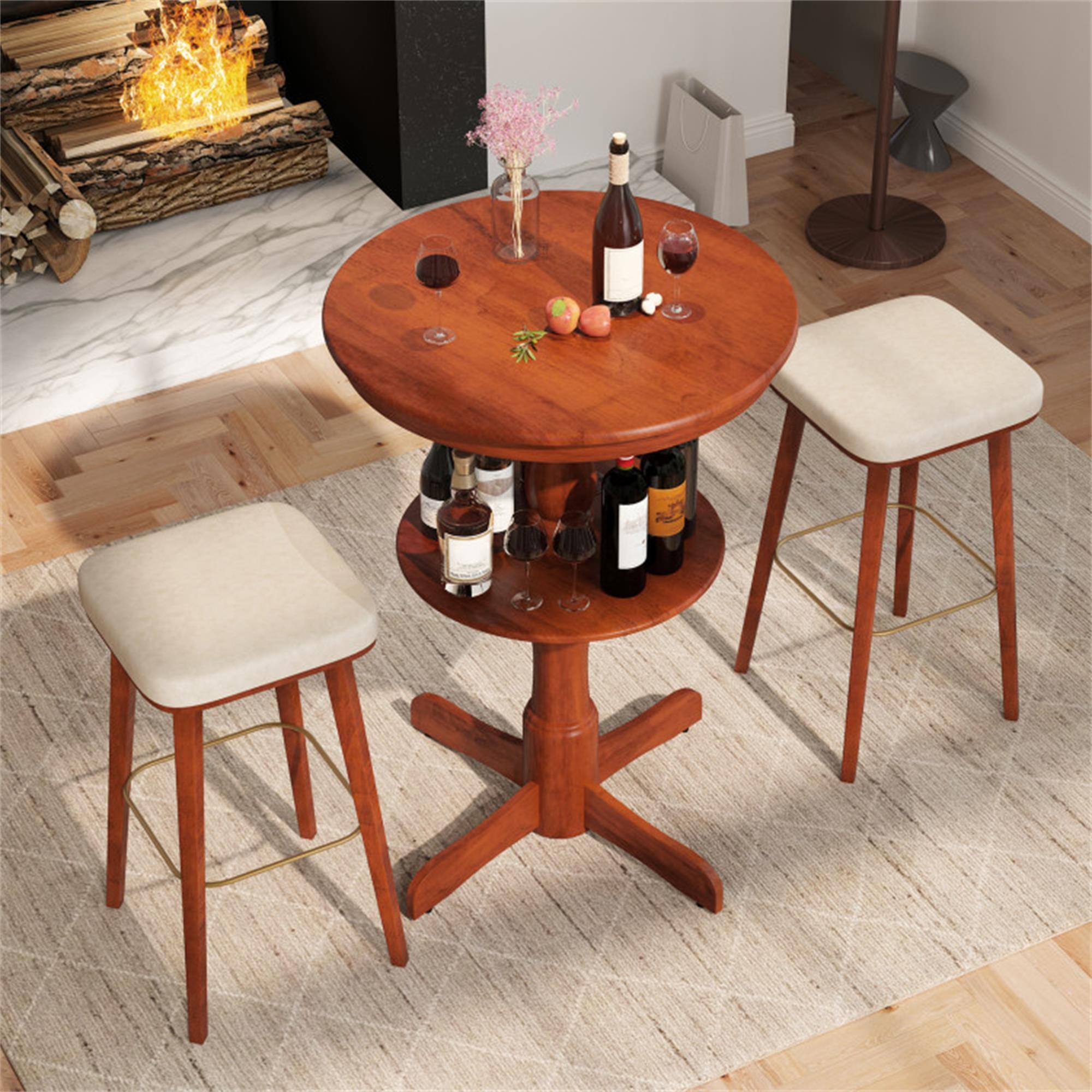 Alt View 8. Boyel Living - Espresso 2-Tier Round High Top Bar Table with Storage Shelf and Pedestal Base - Espresso.