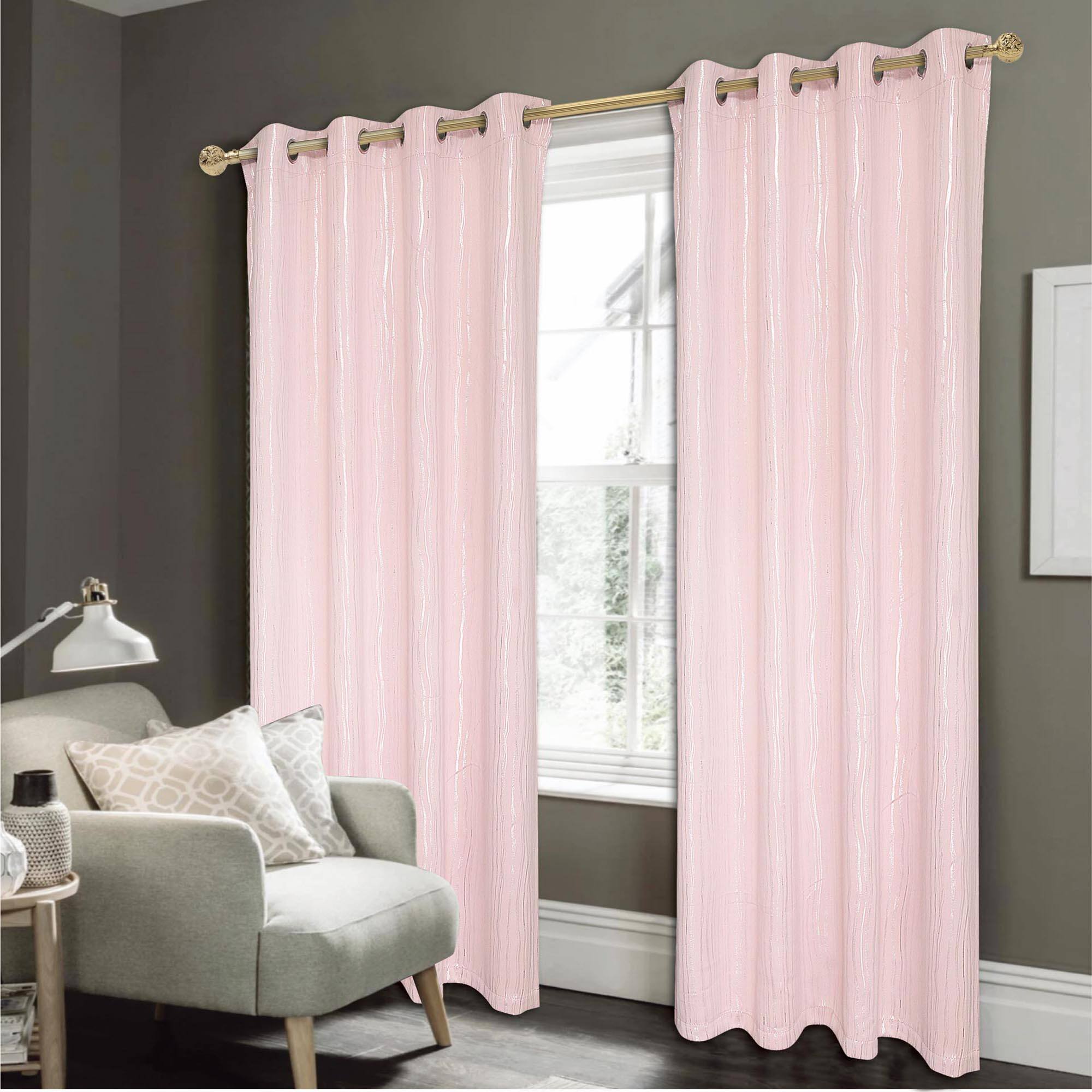Angle. RT Designers Collection - RT Designers Collection Blush Iceland Metallic Grommet Blackout Panel 54" x 84" - Black.