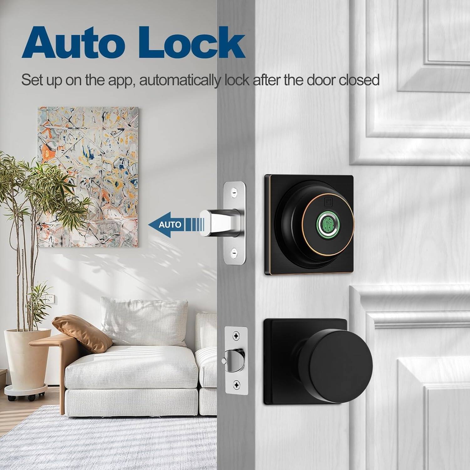 Auto Lock  
Set up on the app, automatically lock after the door closed
