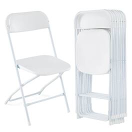 Costway - 8 Pack Metal Folding Chairs with Plastic Seat & Back Heavy-Duty Metal Frame - White