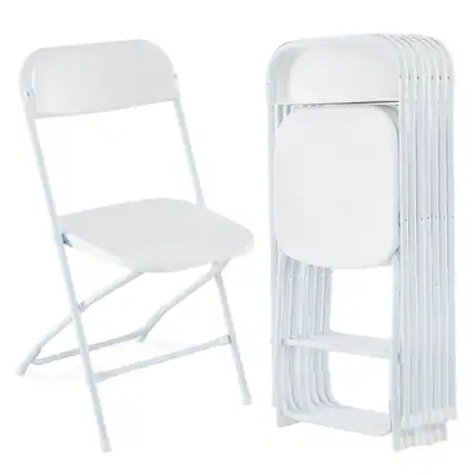 Front. Costway - Costway 8 Pack Metal Folding Chairs with Plastic Seat & Back Heavy-Duty Metal Frame - White.