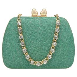 Unique Bargains - Sparkly Evening Clutch Purse for Women, Vintage Heart Shape Buckle Clasp Handbag for Bridal Wedding 1920s Party - Green