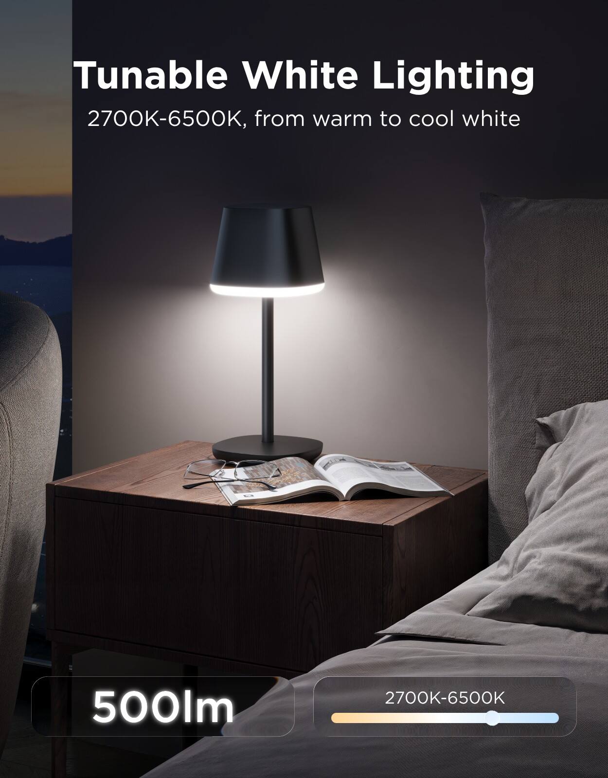 Tunable White Lighting  
2700K-6500K, from warm to cool white  
500lm