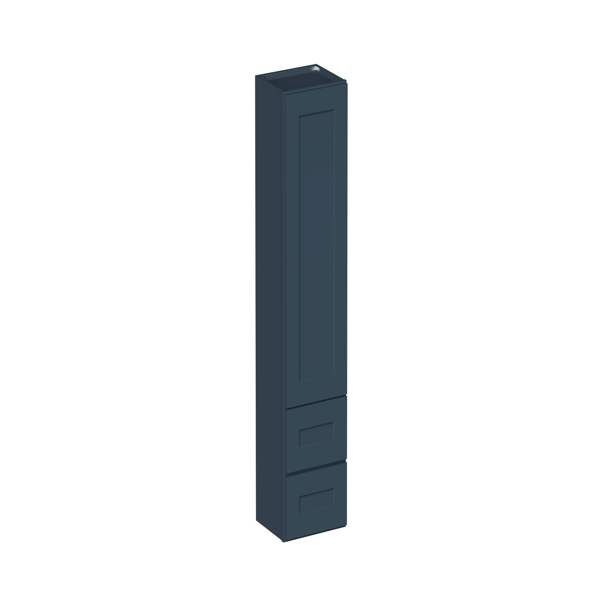 Angle. Boyel Living - 15-in W x 60-in H x 12-in D Shaker RTA Kitchen Counter Linen Cabinet - Charcoal Blue.