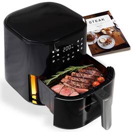 QIDO - 5 QT Air Fryer 180°-450°F Precision Heating Features Shake Reminder Large Touch Display with Auto Menus - Black-with Easy-View Window