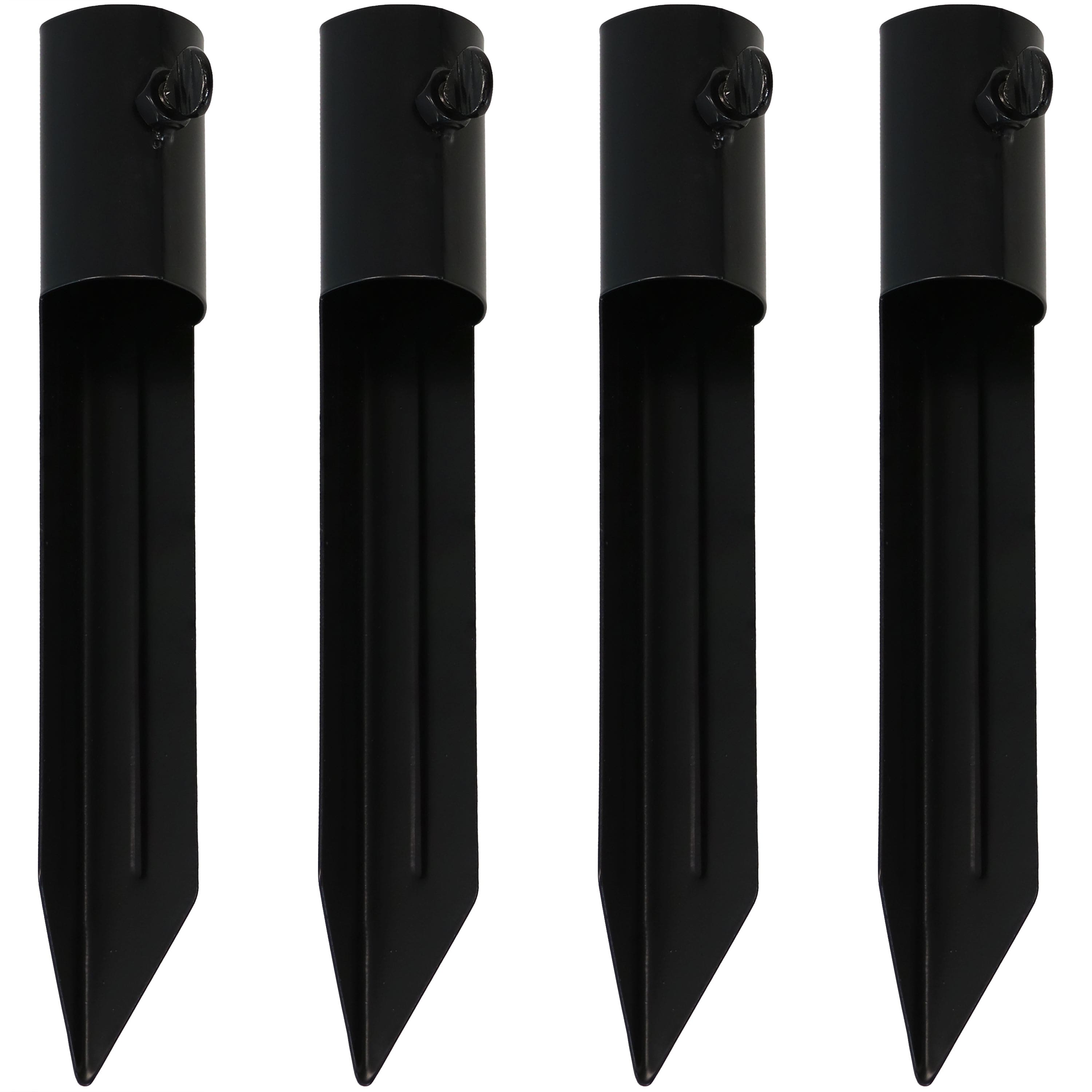 Sunnydaze - Outdoor Torch Universal Metal Ground Stake - Set of 4 - Black