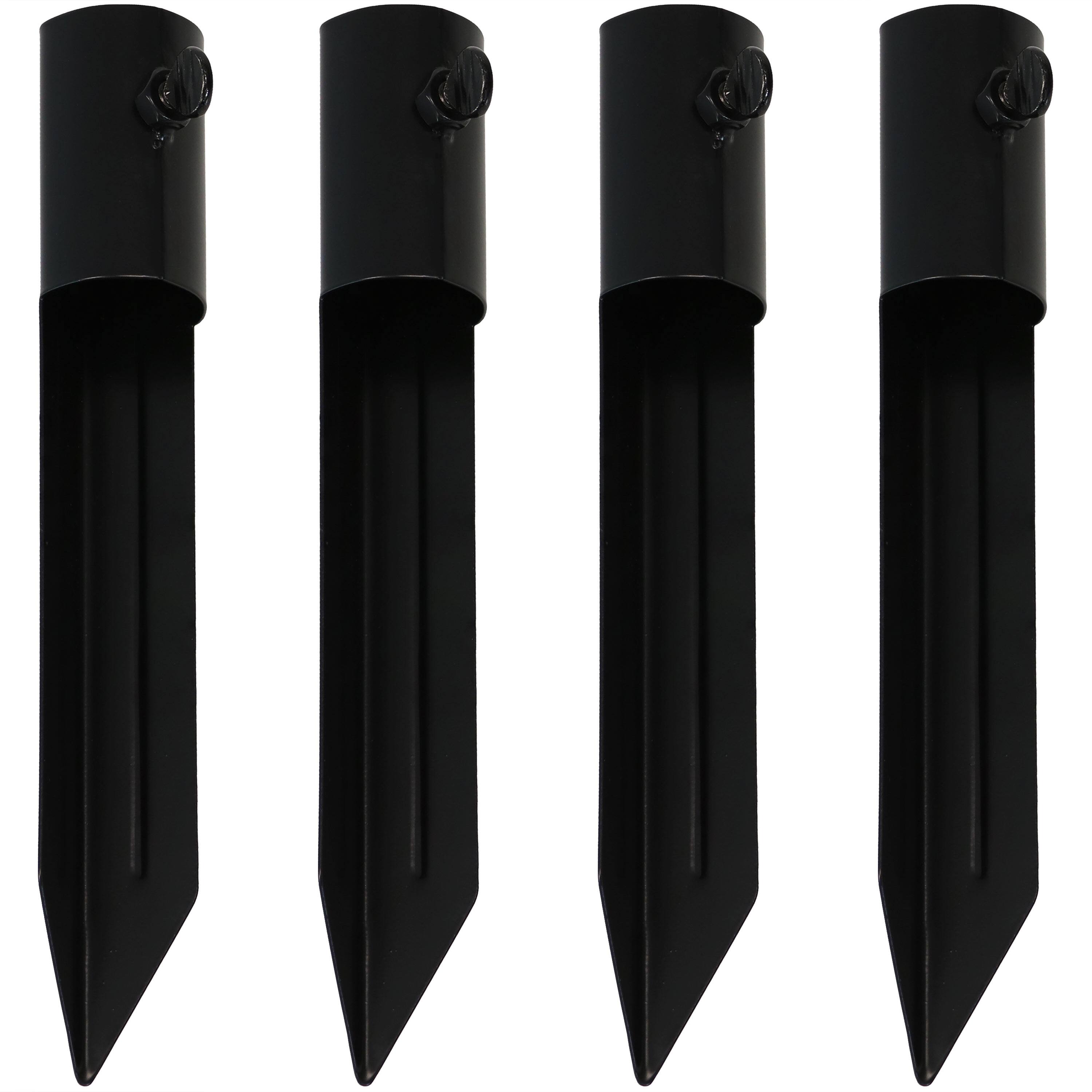 Front. Sunnydaze - Outdoor Torch Universal Metal Ground Stake - Set of 4 - Black.