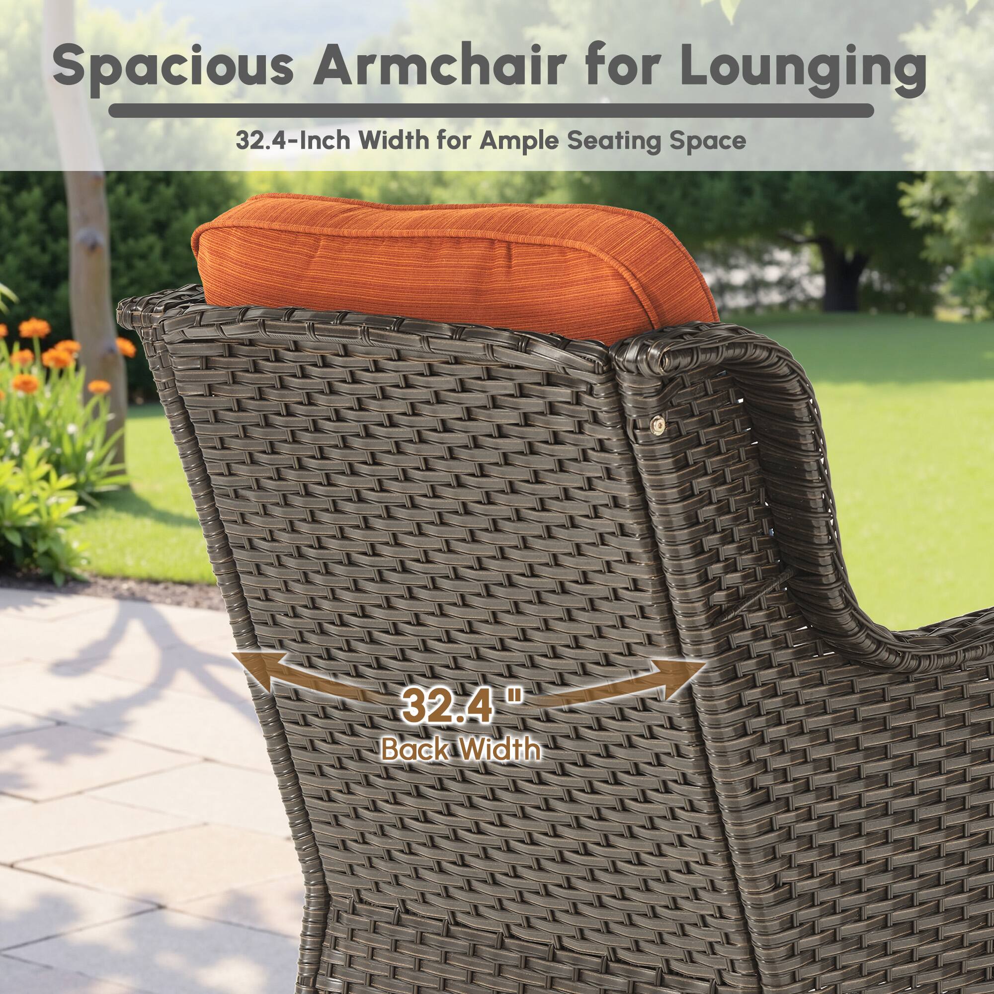 Spacious Armchair for Lounging  
32.4-Inch Width for Ample Seating Space  
32.4" Back Width
