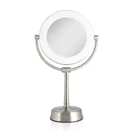 Zadro - Lexington, LED Lighted Makeup Mirror with 10X/1X Magnifications - Satin Nickel