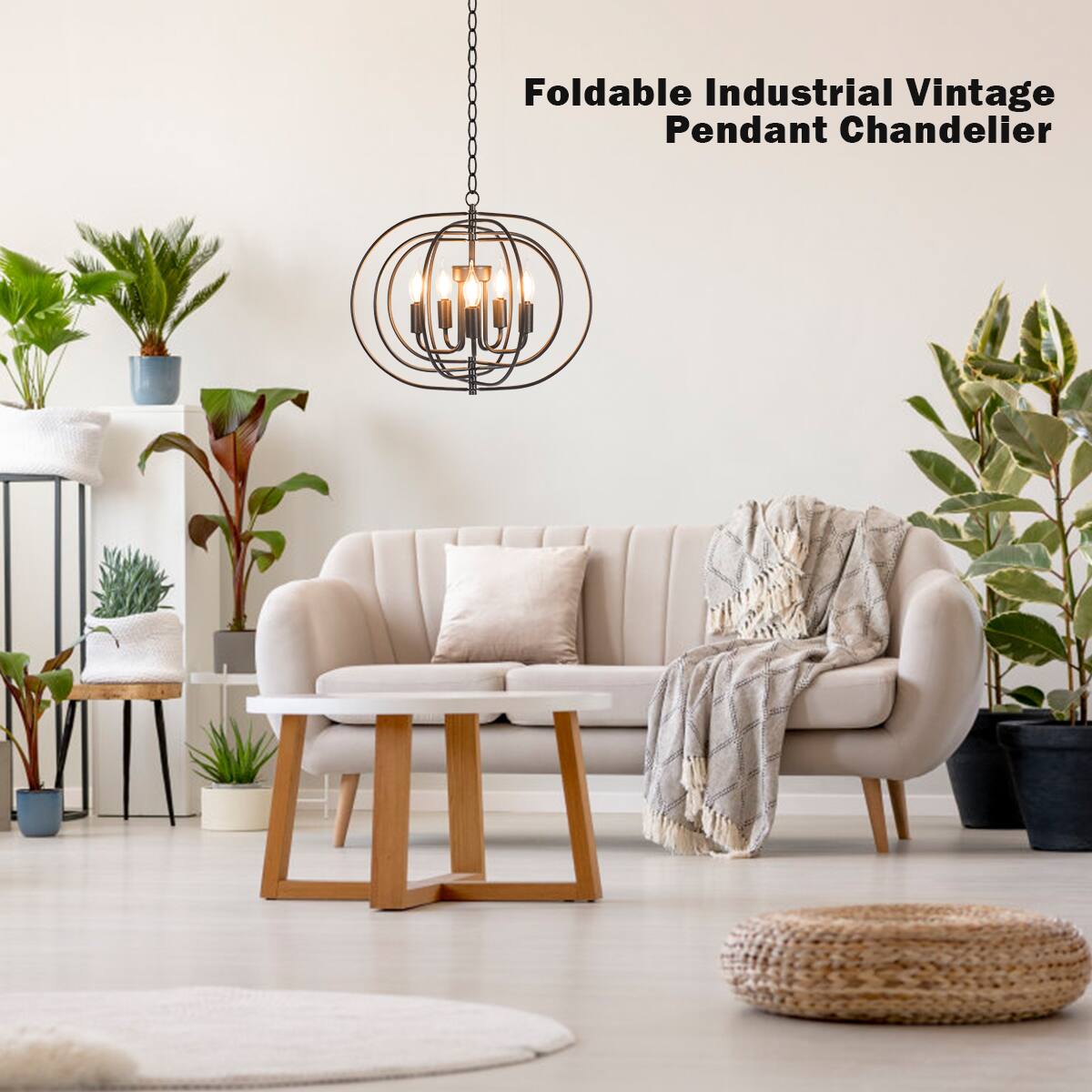 Foldable Industrial Vintage Pendant Chandelier