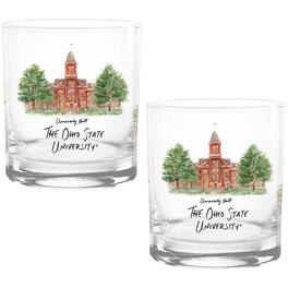 Indigo Falls - Ohio State Buckeyes 16oz. Laura Wilcox University Hall Two-Piece Rocks Glass Set - Multicolor