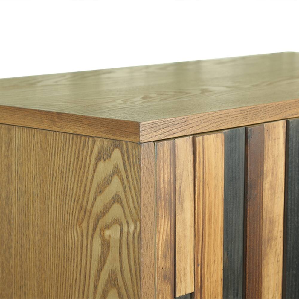Alt View 8. Loheer - Loheer Tall Storage Cabinet with Drawer Wood Accent Sideboard for Living Room Hallway Freestanding Two Door Furniture - Ash Wood Grain.