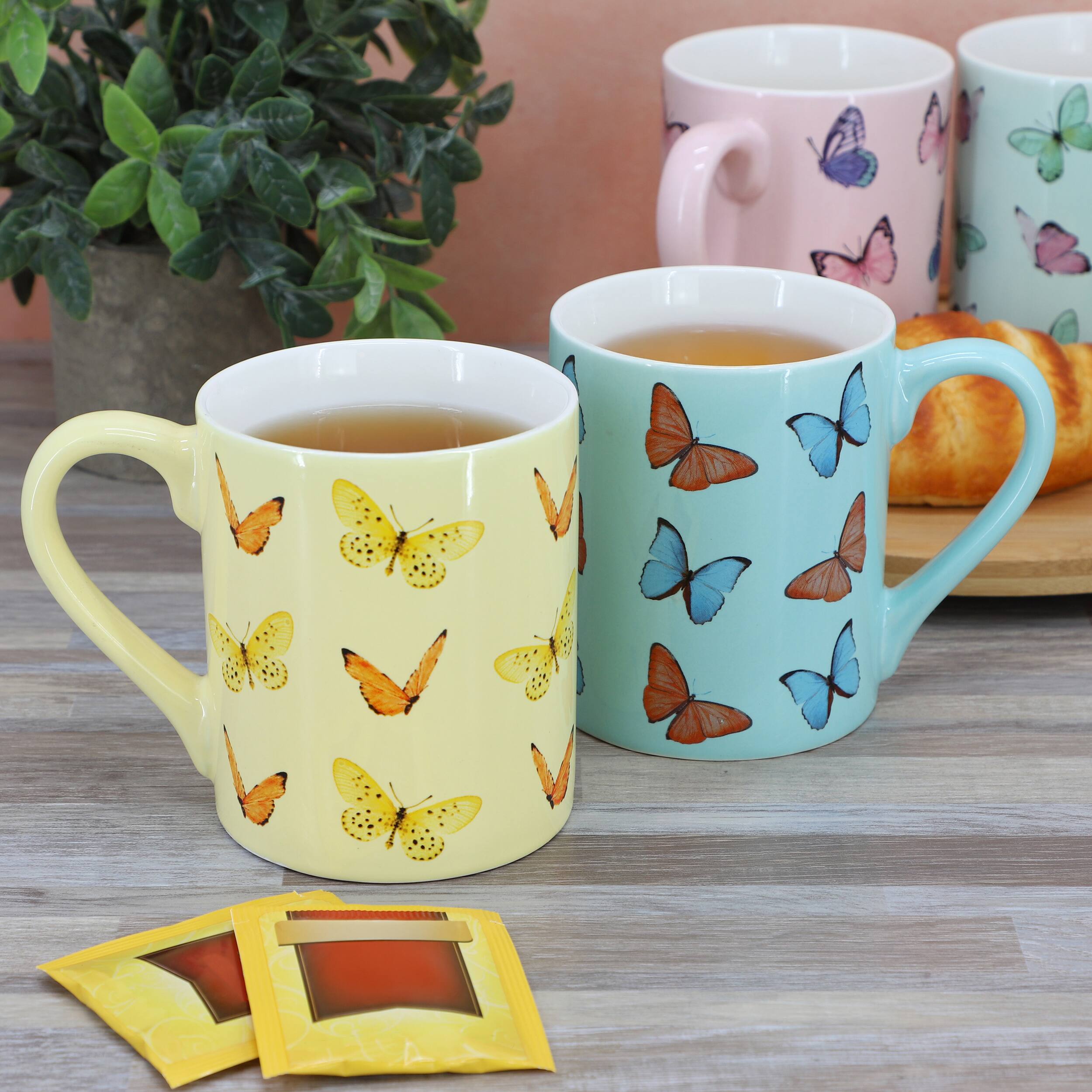 Alt View 5. Gibson - Gibson Home Butterfly Pop 4 Piece 18 Ounce Stoneware Mug Set in Assorted Colors - Assorted.