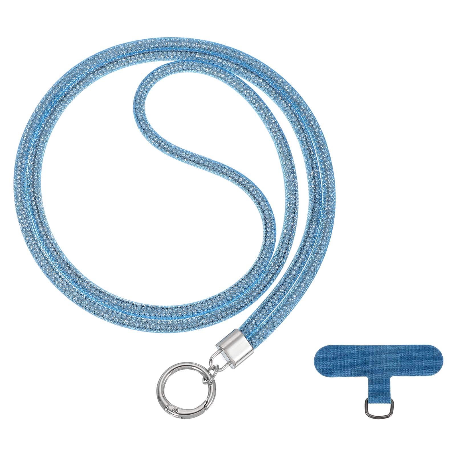 Unique Bargains - 1pc Water Diamond Wrist Phone Bling Shoulder Strap with Tether Tab Universal Lanyard for Smartphones - Sky Blue