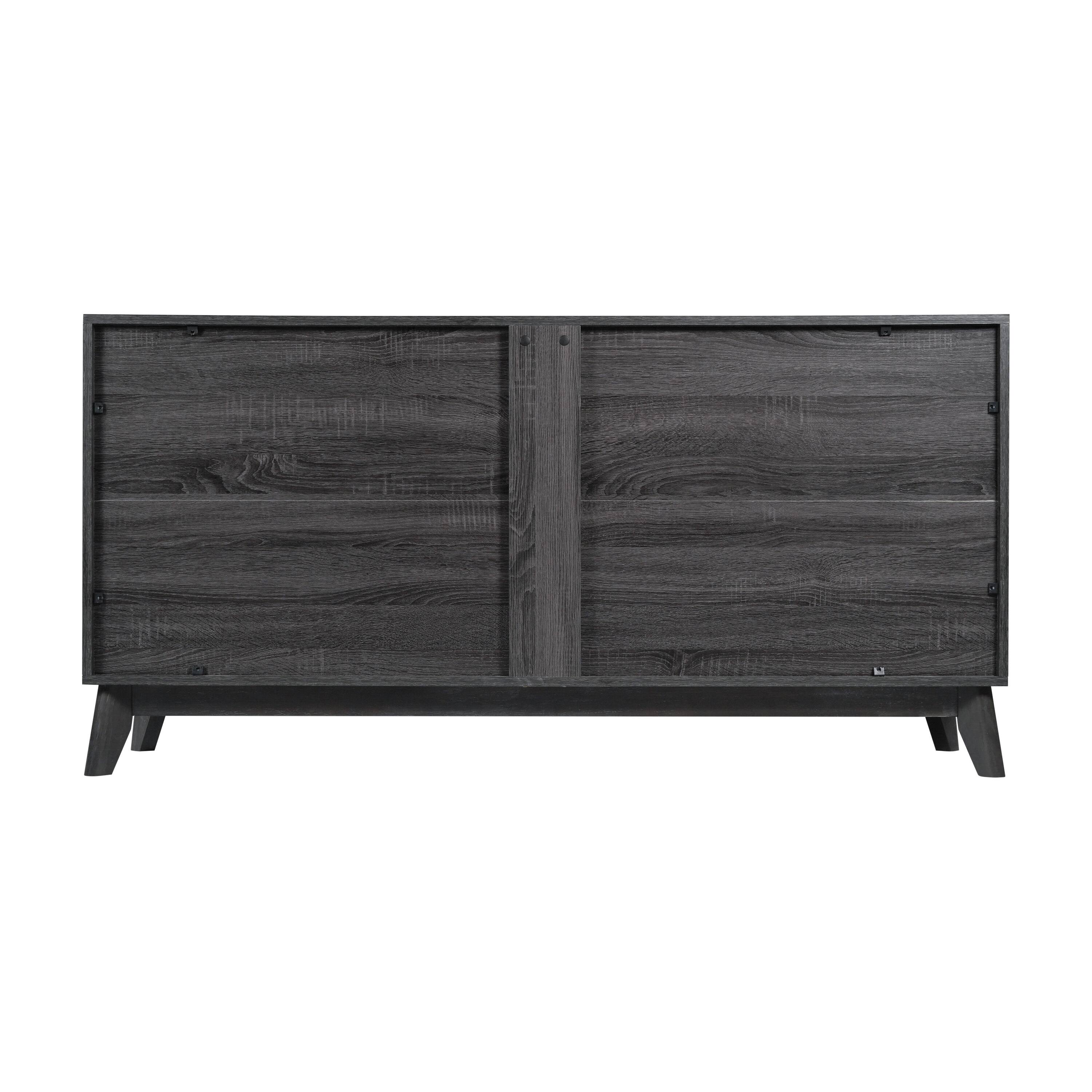 Alt View 5. Emma + Oliver - Mid-Century Modern Buffet/TV Stand with Soft Close Doors & Shelving - Black Wash.