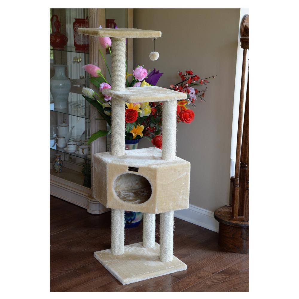 Alt View 2. Armarkat - 3 Tier Real Wood Cat Tree Scratch Furniture Beige - Beige.