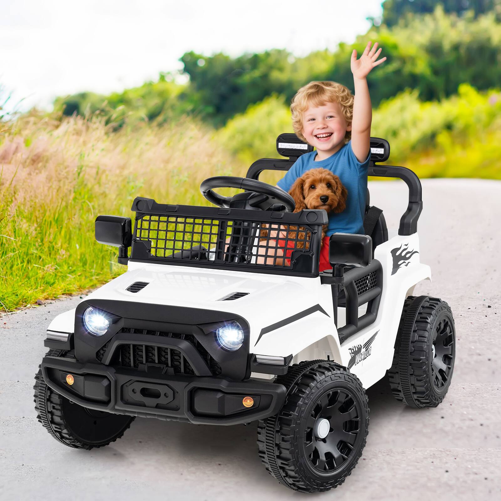 Alt View 4. Gymax - Gymax Kids Ride on Car Truck 12V Battery Powered Electric Vehicle w/ Foldable Mirrors White - White.