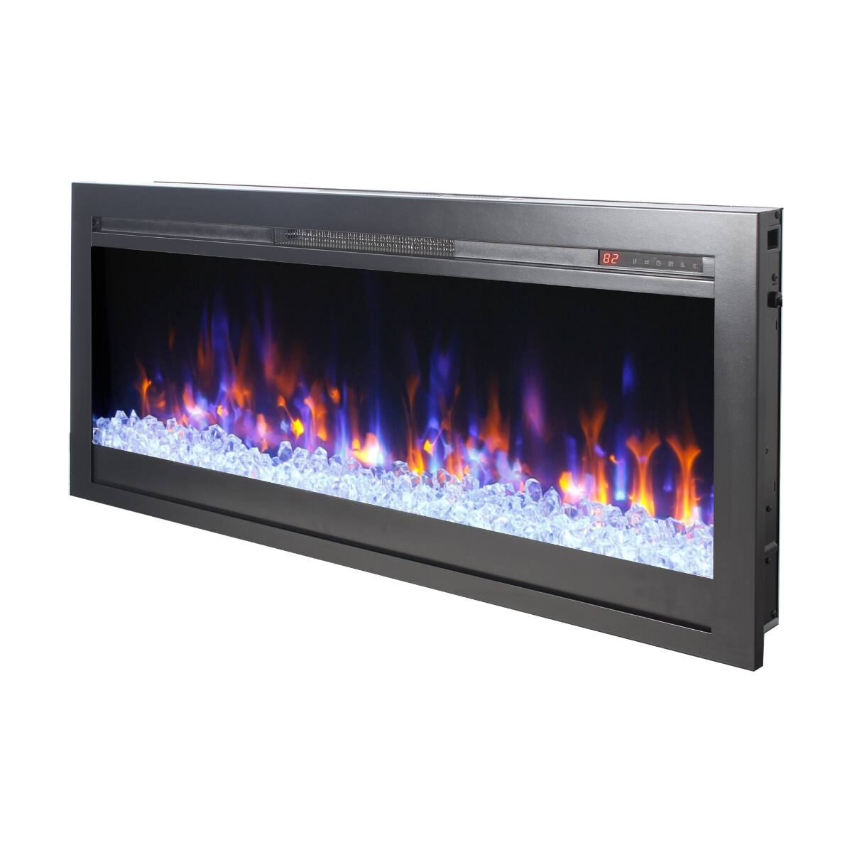 Back. Loheer - Loheer 44 inch in wall recessed electric fireplace with remote control and multi color flame and ember bed - Antique Black.