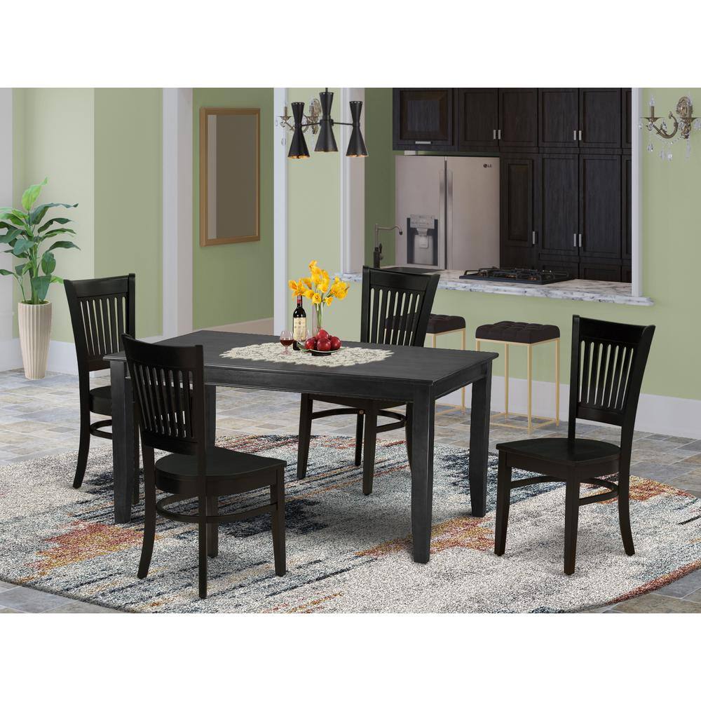 Back. East West Furniture - Dining Table- Dining Chairs - Brown.