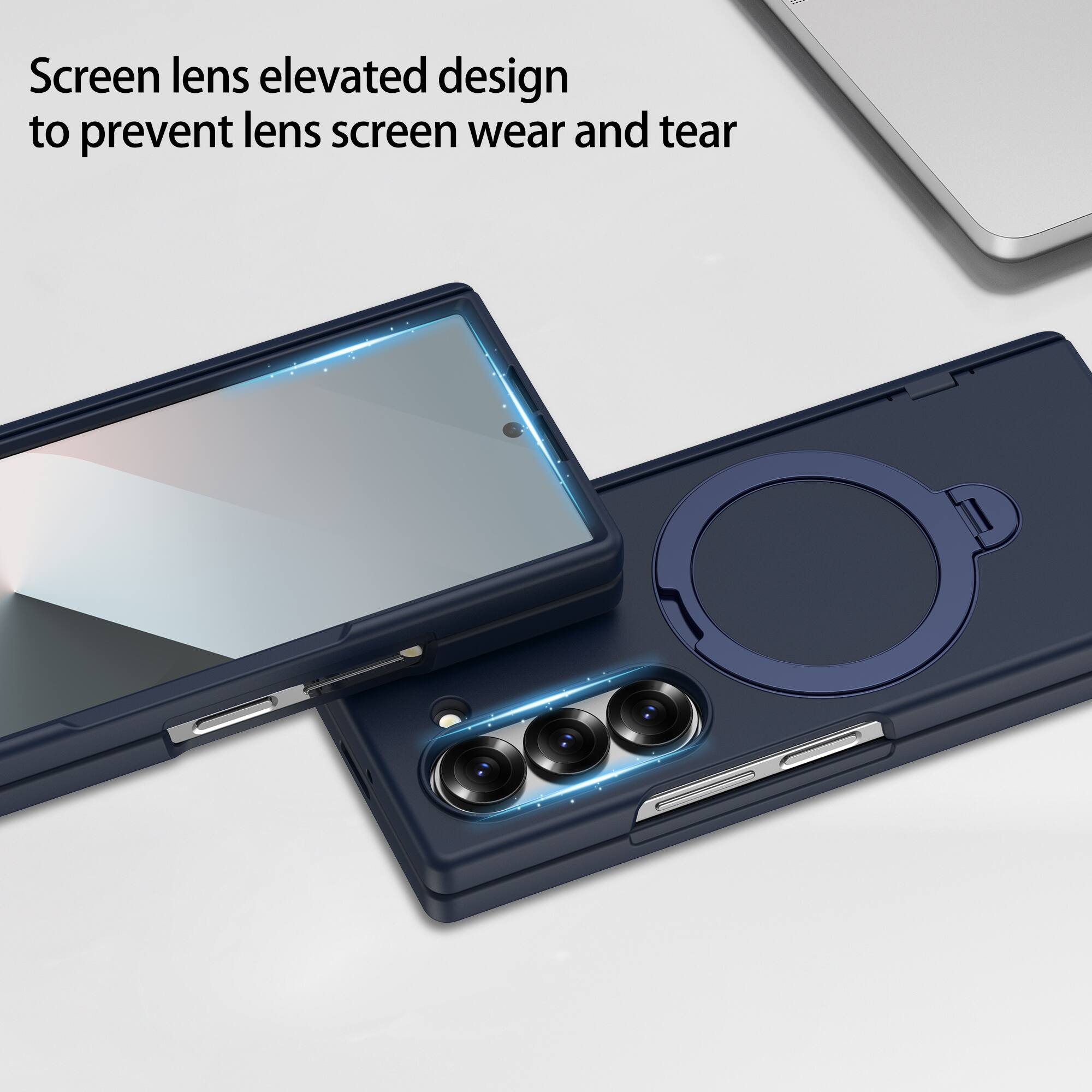 Screen lens elevated design to prevent lens screen wear and tear