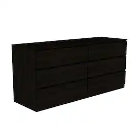TuHome - Asteria 6 Drawer Double Dresser, Metal Handles - Black