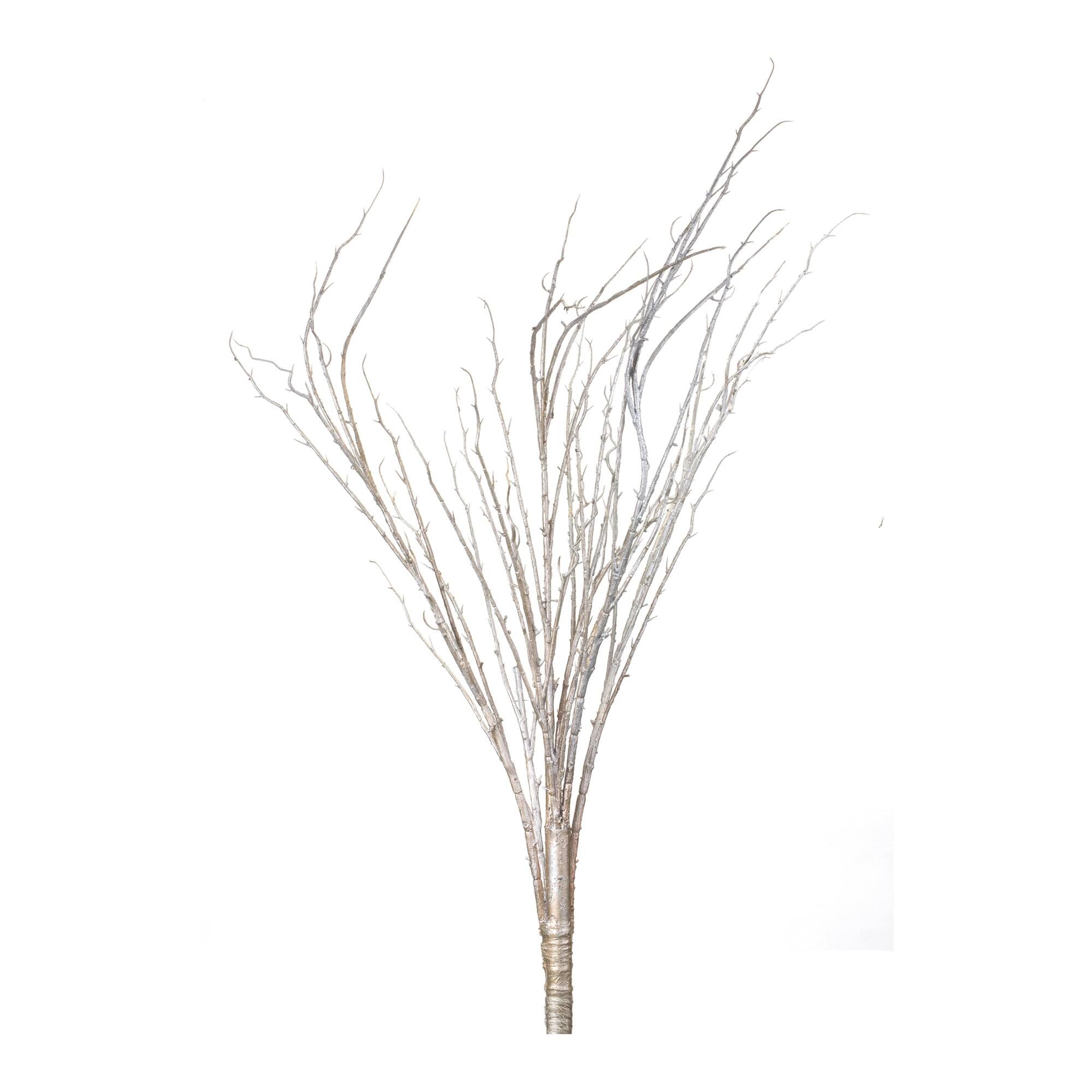 Front. BreeBe - Snowy Flocked Branch (Set of 2) - Silver.