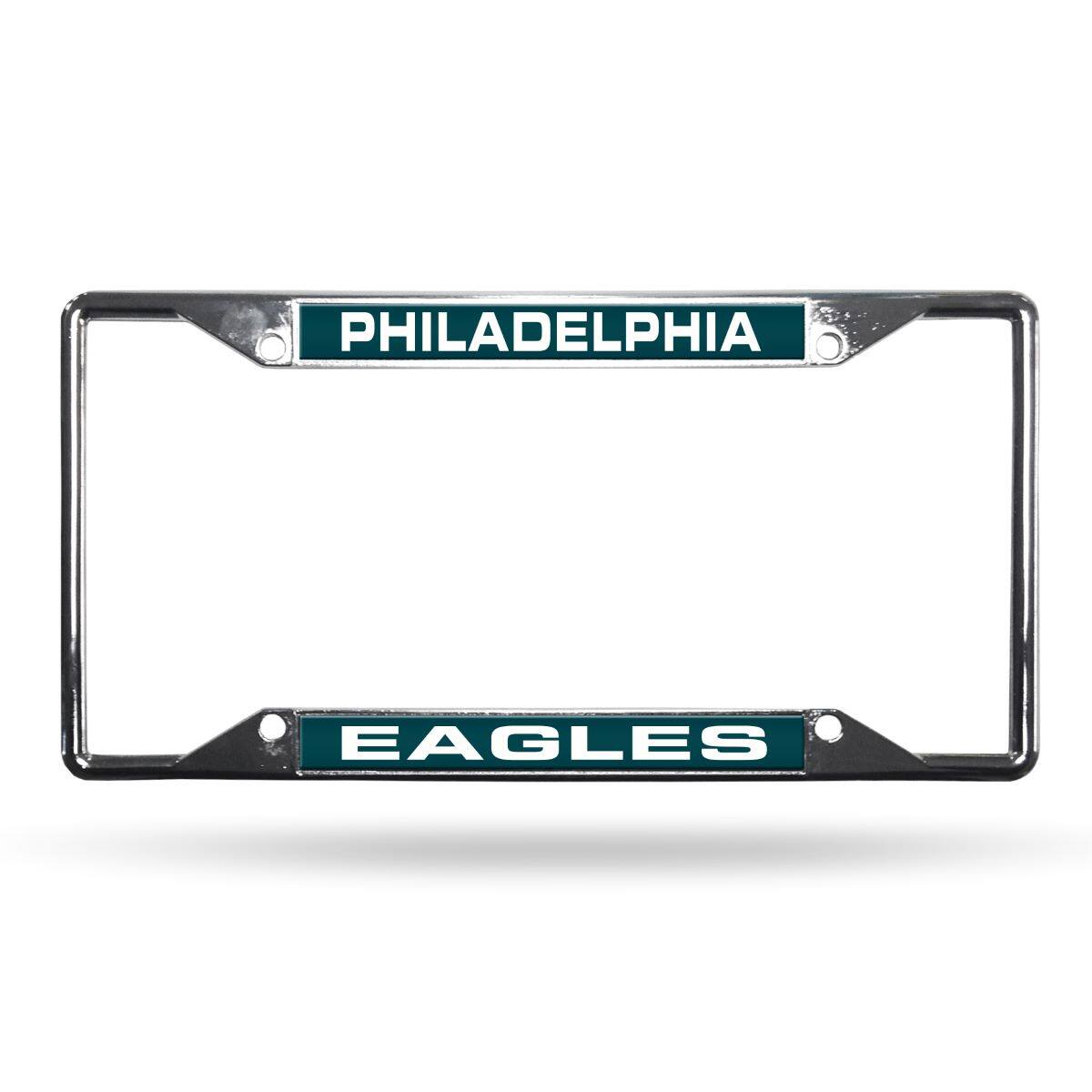 Philadelphia Football Eagles All Corner EZ View Chrome Metal Laser Cut License Plate Frame